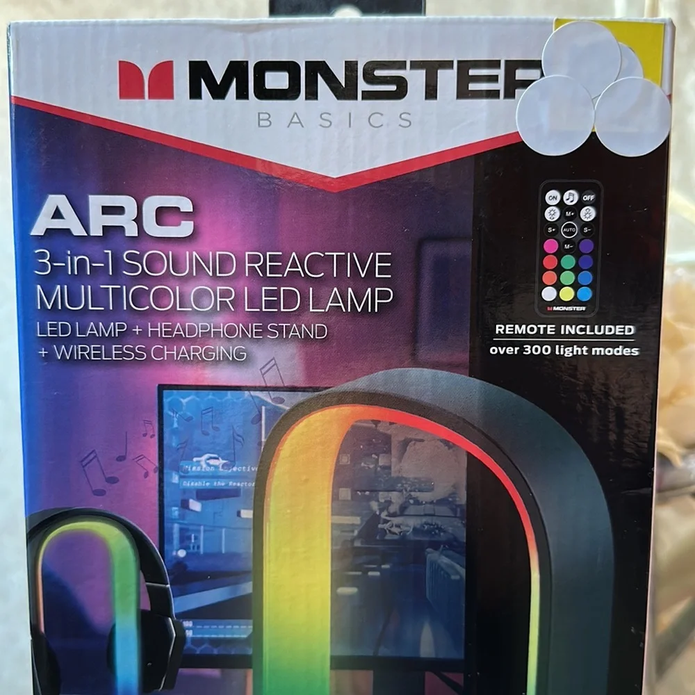3-in-1 sound reactive multicolor LED LAMP+HEADPHONE STAND+WIRELESS CHARGER